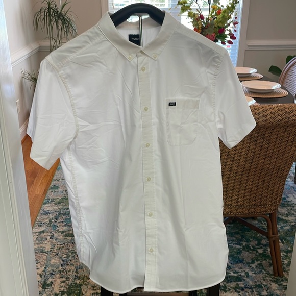 RVCA That’ll Do Stretch SS button down shirt. White. XX Large slim fit. NWT - Picture 1 of 7